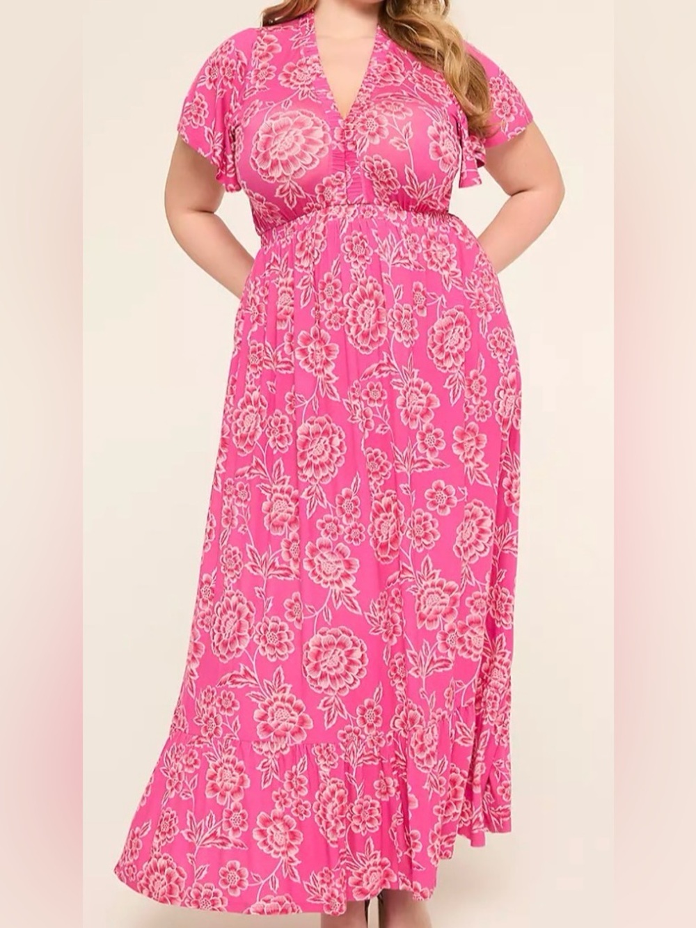 Lane Bryant Plus-Size Pink Floral Maxi Dress